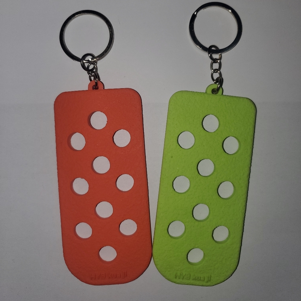 2 Pc Orange and Green Croc Charm Keychains